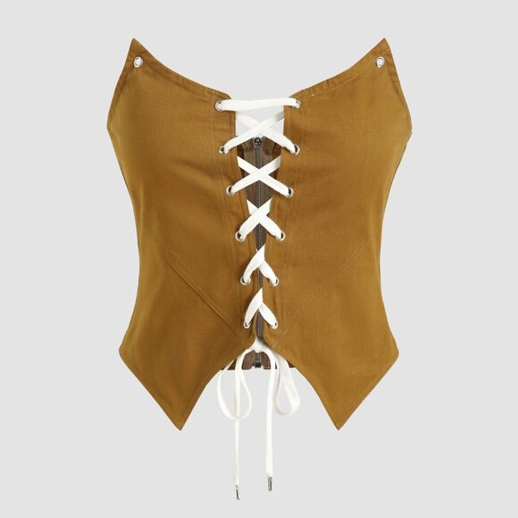 Cider Corset Lace Up Strapless Top F44 - Picture 1 of 6